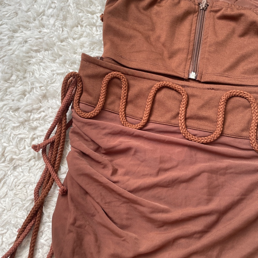 Fashion Nova Brown Mini Skirt Set - Picture 4 of 14